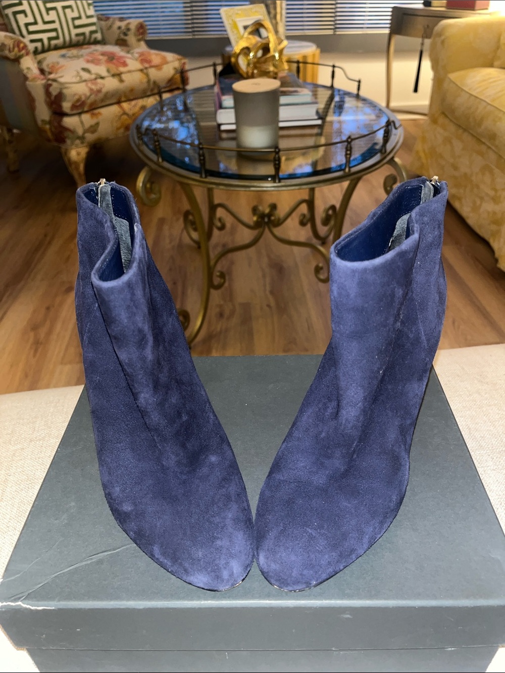 Sam Edelman Navy Suede Pointed Toe Ankle Booties - Picture 6 of 6